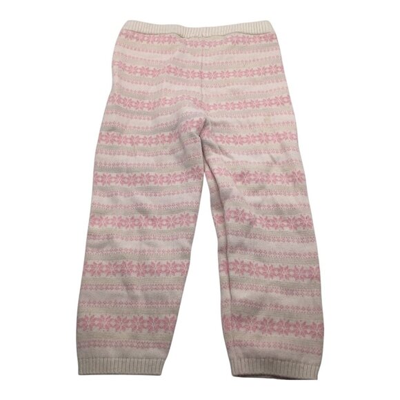 Gymboree Sweater Knit Pants Baby Girl 18-24M Pink‎ & White Nordic Pattern Cotton - Picture 2 of 7